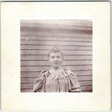 c1900s Cute Young Lady Outside Real Photo Cabinet Card Clapboard Siding 1M picture