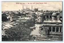 c1920's Birds Eye View City with Juma Masjid Delhi India Antique Postcard picture