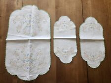 Vintage Embroidered 3 Piece Doily Set Beautiful Details Clean  Pretty picture