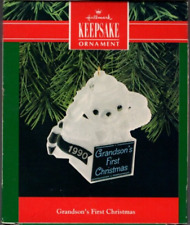 1990 Hallmark Grandson's First Christmas Puppy Dog Ornament  picture