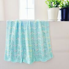✿ New HAND KNIT Blanket Afghan PASTEL GREEN Handmade Soft Baby Throw Mint Aqua picture