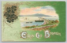 Postcard Erin Go Bragh, Fahan Pier Lough Swilly, Ireland, Vintage Embossed picture