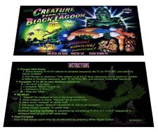 Bally Creature from the Black Lagoon Pinball Custom Apron Instruction Cards picture