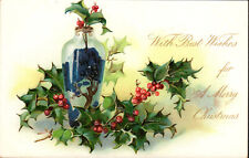 Postcard Raphael Tuck Best Wishes for A Merry Christmas to You 1908 Holly Series picture