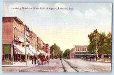 Lebanon Indiana IN Postcard Looking North West Side Square Horse Carriage 1925 picture