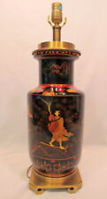 Vintage Maitland Asian Inspired Lamp Made In Hong Kong Multi Color Brass Base picture