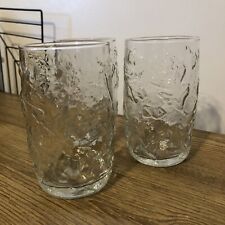 SET OF 3 ANCHOR HOCKING LEAF CLEAR GLASS DRINKING GLASSES 5
