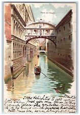 c1905 View Of Ponte Del Suspirl Venezia Italy Boat Canoeing Antique Postcard picture