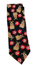 Valentine’s Day Mens Black Red Neck Tie Be Mine Dogs Hearts picture