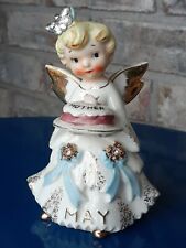 Vintage Lefton Jeweled May Angel Girl Birthday Mother's Day Cake Flaw 1987J picture