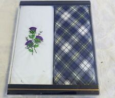 Victorian Trading Co Bonnie Thistle & Blue Plaid Handkerchief Set 39D picture