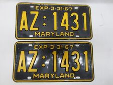NICE PAIR of 1967 Maryland License Plates 