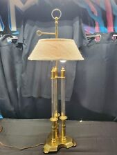 LARGE Vintage 85 Chapman 3 Column Brass Glass Crystal Neoclassical Table Lamp picture