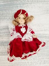 Mini Dillard's Porcelain Victorian Doll With Hat, Vintage, Christmas Ornament picture