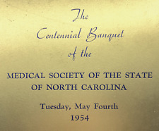 1954 Medical Society North Carolina Banquet Program Menu Vintage Officers List picture