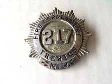 Vintage Trenton New Jersey Fire Dept Screw Back Badge picture