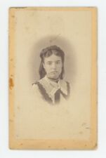 Antique CDV Circa 1870s 15 yr Old Beautiful Girl Wearing Black Thin Choker picture