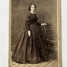 Antique CDV Photograph Beautiful Affluent Young Woman Amazing Dress New York NY picture