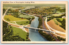 Huntingdon PA Pennsylvania Railroad Trestle~Rt 22 Spur~Airplane View~1920s PC picture