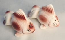 Vintage Japan Ceramic Pink Koi Fish Goldfish Salt & Pepper Shaker Set Fan Tail picture