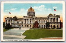 State Capitol New Steps Harrisburg PA Pennsylvania WB Postcard WOB Note VTG picture
