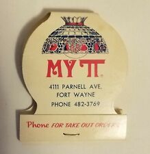 Vintage 1980's Diecut My π (Pi) Pizza Matchbook~ Fort Wayne, Indiana IN ~ UNUSED picture