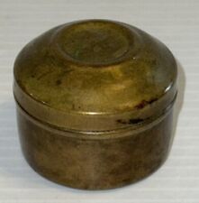 Vintage Miniature MCM Brass Round Trinket Box w Lid 1.5” Rd 1.5” T picture