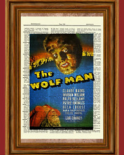 Wolf Man Dictionary Art Print Poster Picture Picture Vintage Collectible picture