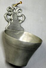 Antique early 1800s French Pewter Wall Box Holy Water Stoup Font Metal picture