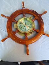 Vintage Wooden Ships Wheel Quartz Wall Clock Nautical picture