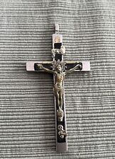 Vintage GERMANY Pectoral Crucifix Cross Skull Crossbones Necklace Pendant Brass picture