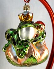 Blown Glass Ornament Frog Prince Made In Poland by Silverado in Box picture
