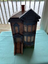 VTG VICTORIAN HOUSE COOKIE JAR 2 STORY SAN FRANCISCO STYLE CERAMIC BROWN Green picture