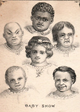 1870's-80's Baby Show Heads Kids Comical Oddball Victorian Card F110 picture