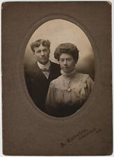 CIRCA 1900s CABINET CARD A. CARRIER HUSBAND & WIFE PLESSISVILLE QUEBEC CANADA picture