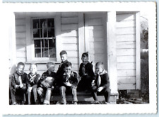 Vintage Photo 1940s, Boy Scout Troop, together front porch sitting , 5x3.5 picture