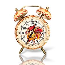 Vintage RARE Soviet USSR Alarm Clock Hand Painted Rooster 1970’s picture