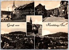 VINTAGE CONTINENTAL SIZED POSTCARD REAL PHOTO SCENES KIRCHBERG EAST GERMANY 1964 picture