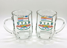 VINTAGE UTAH SKI-GLASS TEA/COFFEE MUG by GMWS 1993 MULTI-COLOR DOUBLE FACED IMG picture
