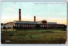 Sherman Texas TX Postcard Largest Cotton Oil Mill World Exterior Building c1910 picture