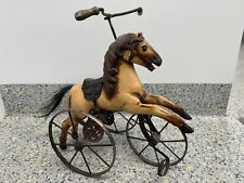 Antique Horse Tri-cycle Velocipede with Tail Carved Wood Wrought Iron picture