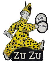 ZUZU CLOWN, SNAPPY GINGER SNAPS COOKIES   * Glitter CHRISTMAS ORNAMENT * Vtg Img picture