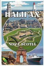 Halifax Nova Scotia Canada Montage, Lighthouse, Fort, Ship etc - Modern Postcard picture