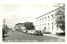 Postcard RPPC 1954 Washington Wenatchee Street Ellis Post Office autos WA24-733 picture