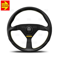 Momo Veloce Racing 320Mm Black Leather Yellow Stitching Spokes V-2 picture