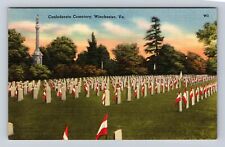 Winchester VA-Virginia, Confederate Cemetery, Vintage c1940 Postcard picture