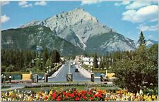 Banff Main Street and Cascade Mountain, Alberta Canada postcard picture