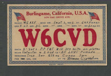 1932 Early Ham Radio (QSL) Card Call Letters W6CSV From Burlingame Ca picture