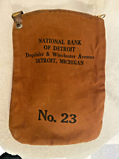 Vintage Brown Canvas Bank Money Bag NBD Detroit , Michigan. Metal Zipper picture