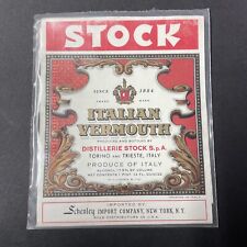 Vintage 1940s Stock Italian Vermouth UNUSED Paper Label Italy Q2051 picture